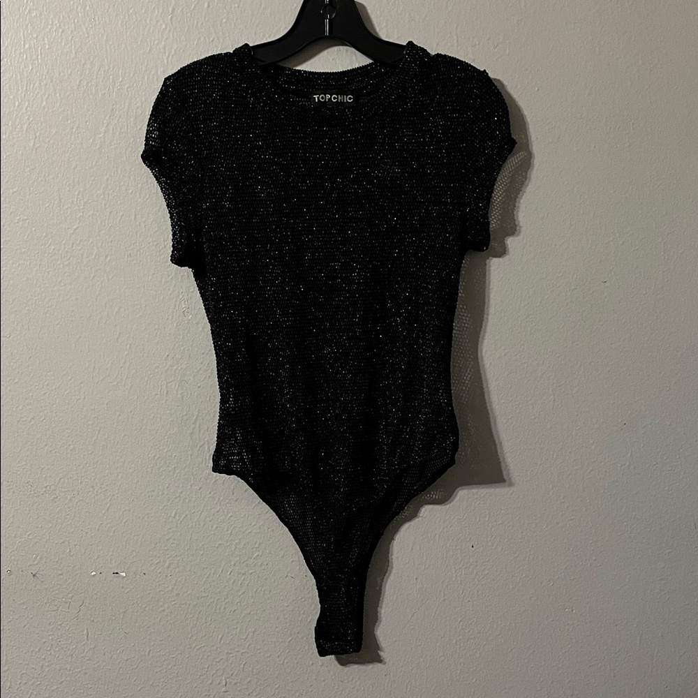 Topshop Shimmering Black Bodysuit